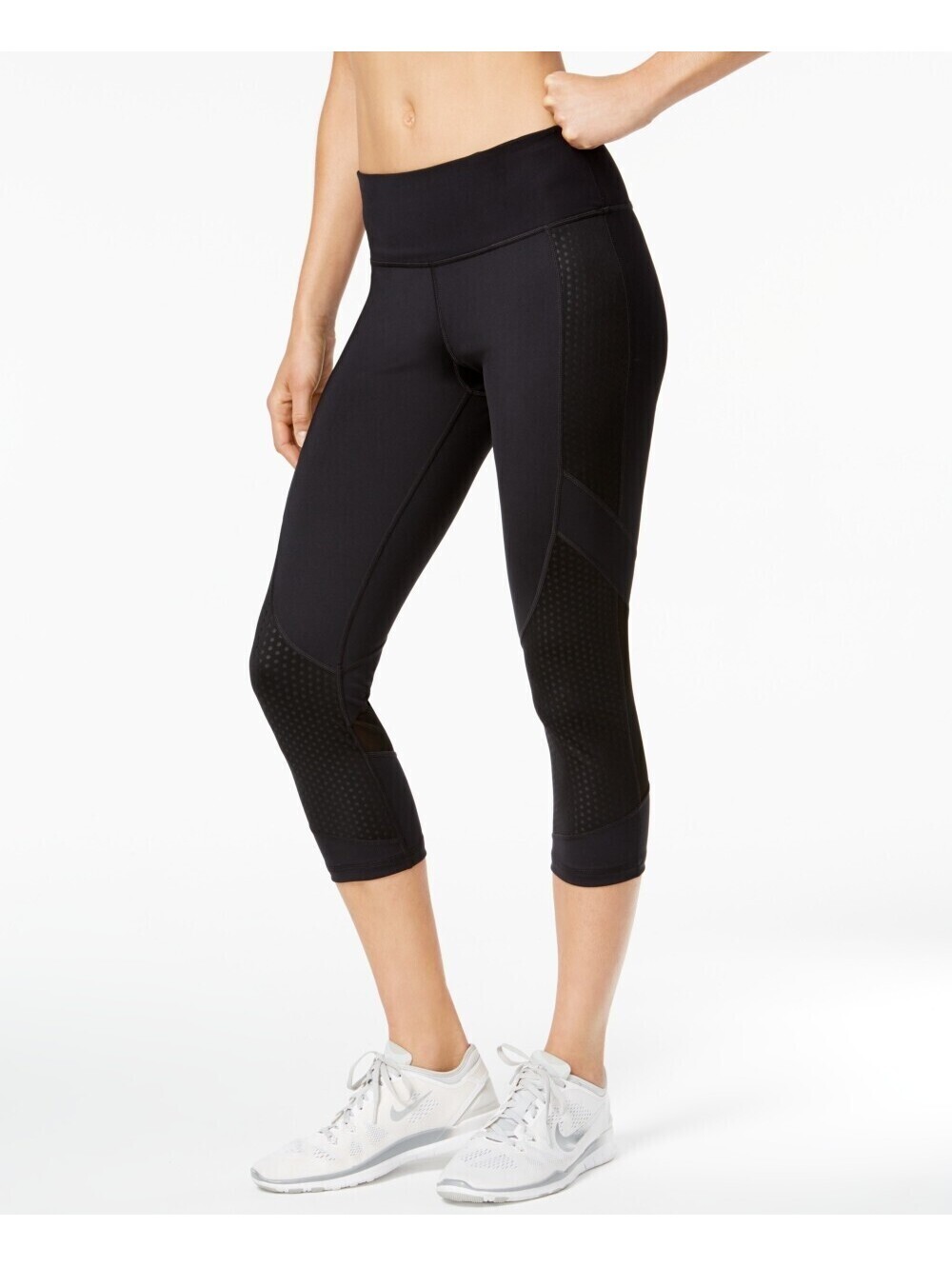 Ideology Womens Mesh-Trimmed Faded Dots Cropped Leggings Size L